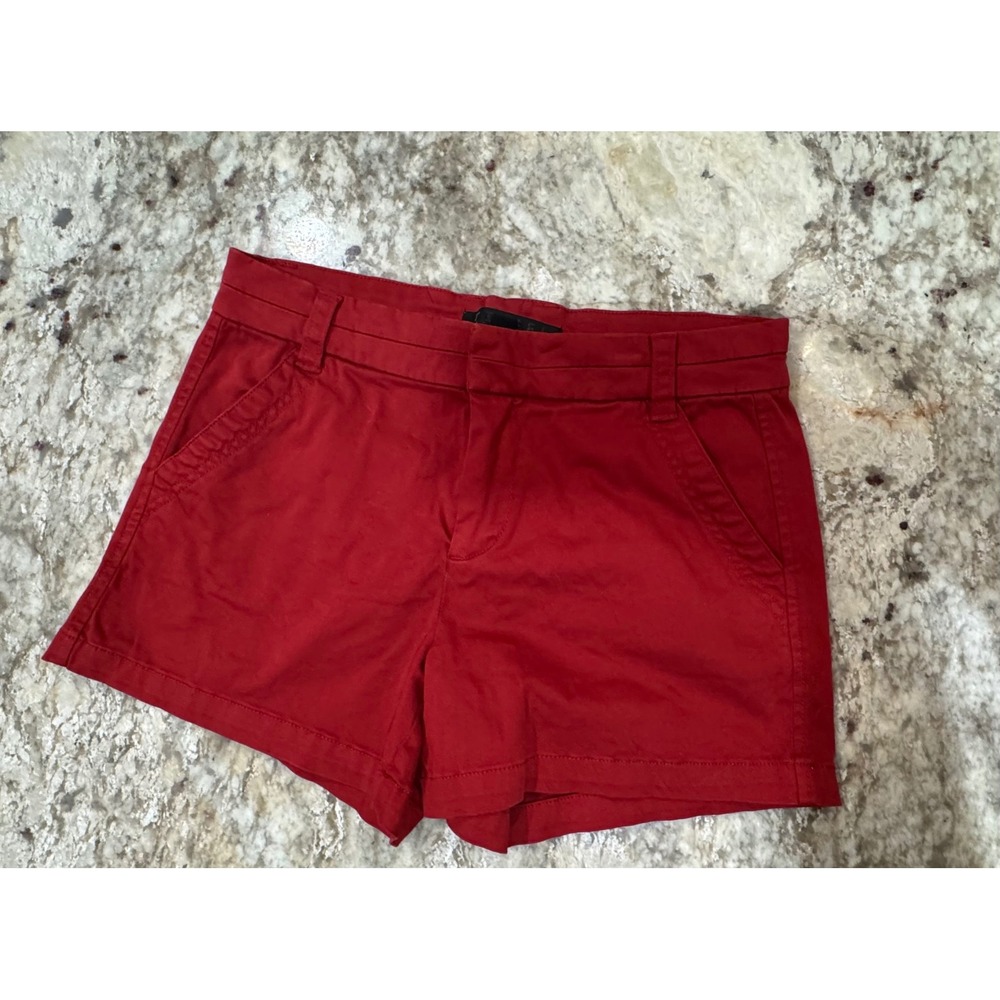 Tinsel Red Chino Shorts Womens Mid Rise Cotton Blend Flat Front Pockets